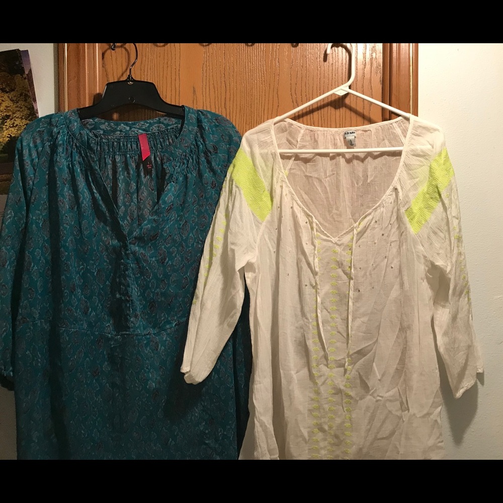 2 Plus size Peasant Blouses 3/4 length sleeves